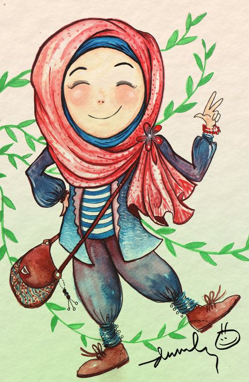  Koleksi  Gambar  Kartun  Hijab Lucu Untuk Ucapan Mukena 